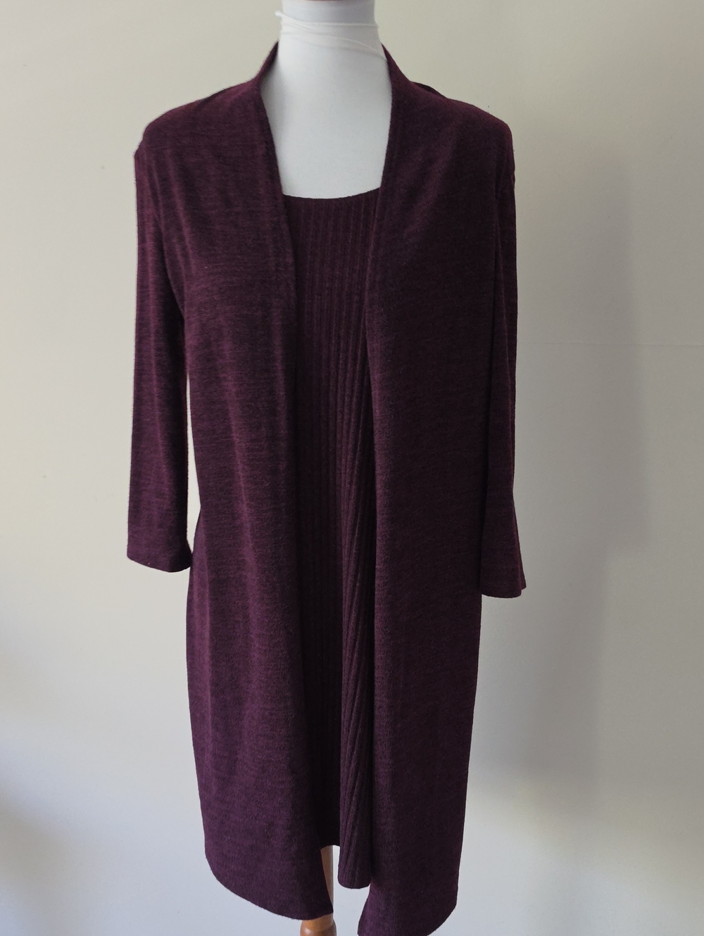 Connected  Apparel Dark Purple  Open Cardigan With Dress